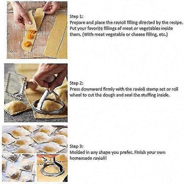 5-delt Ravioli Stempelsæt - Pastaskærer & Maker til Hjemmelavet Ravioli
