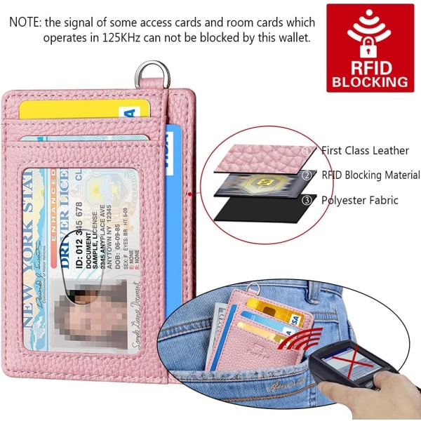 Kreditkortshållare Plånbok, Slim RFID Blocking Minimalistisk Damkortshållare pink