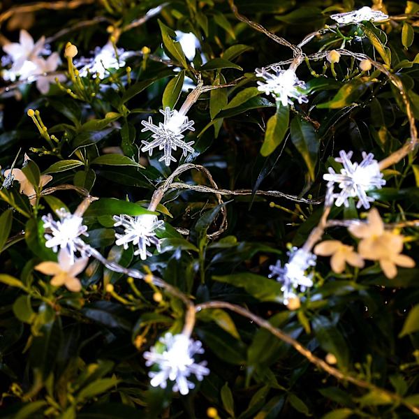 Solcelle-lysstreng til udendørs, 30 LED 6,5m Vandtætte Lys Dekoration Snefnug Juledekoration