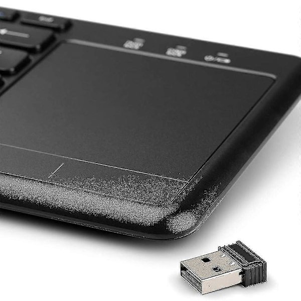 Tastatur med berøringsplate, 2,4 GHz tilkobling via USB-mottaker, programmerbare multimedietaster, Windows / Android / Chromeos