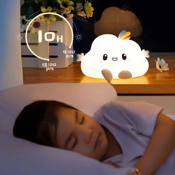 Söt molnnattlampa, baby barnlampa för sovrum, 7 färgskiftande LED bärbar molnlampa，Nattlampa för barnrumsinredning