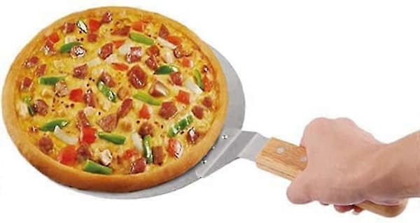 Pizzaspader i rustfrit stål med træhåndtag til hjemmebagning