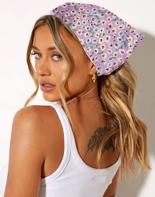 3 stk. Blomsterhovedtørklæde Hovedbånd Chiffon Elastisk Hovedtørklæde