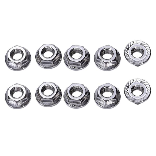 25 stk. 304 Rustfritt Stål Serrated Flens Metrisk Sekskantlåsemuttere M6