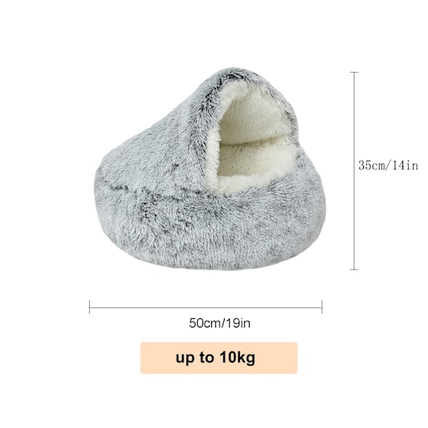 Lugnande kattbädd, Donut Cuddler Nest Varm Mjuk Plysch Hund Katt Kudde med Mysig Svamps Halkskyddad Botten för Små Medelstora Husdjur Snooze Sovande Inomhus grey
