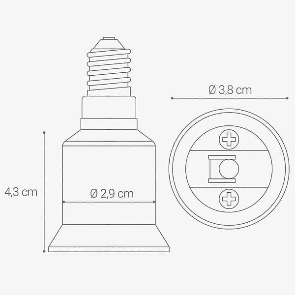 4X Sokkeladapter - E14 til E27 Sokkelkonverter