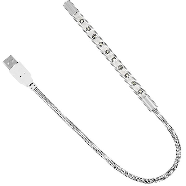 Tangentbordbelysning Laptoplampa USB LED Lång Svanhals Touch Dimmerlampa silver