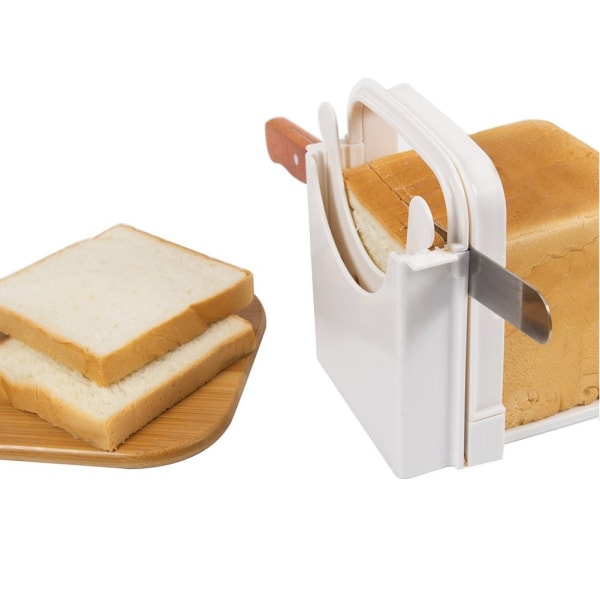 Brødskjærer, multifunksjonell smørbrøds-/toastmaskin, justerbar manuell hjemmelaget skjæremaskin for å kutte brødtykkelse raskt og trygt (hvit)