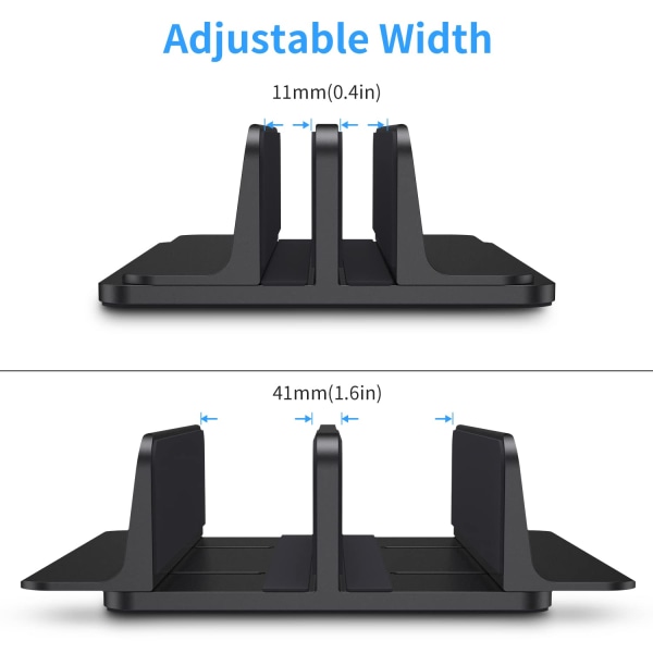 Double Vertical Laptop Stand,Aluminum Alloy Holder Black