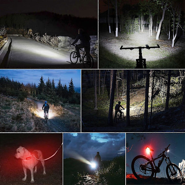 Cykellys Foran, 8000 Lumen Super Lys 8 LED 5200mAh USB Genopladelig, Strømshow & 5 Lystilstande, IPX5 Vandafvisende