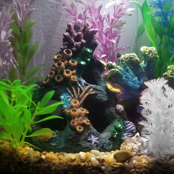 Aquarium Coral Dekoration Fish Tank Rock Mountain Cave Ornaments för Betta Fish