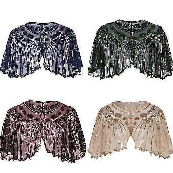 Sequin Art Deco Aftonkappa Dam Sjal Bröllopsfest Sjal