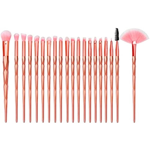 20 kpl Set, Premium Synteettiset Kabuki Foundation -siveltimet, Varjostussiveltimet, Kulmien siveltimet, Meikkisivellinsarja (ROSE GOLD) rose gold