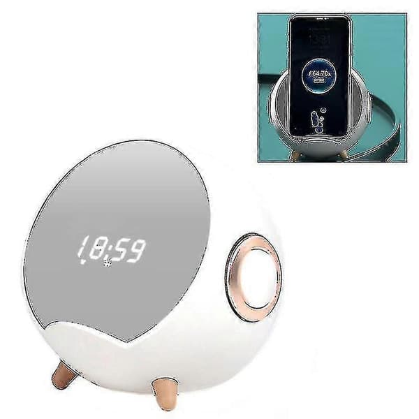 Multifunktionell Trådlös Laddare Smart Bluetooth Högtalare Telefonställ Klocka Väckarklocka