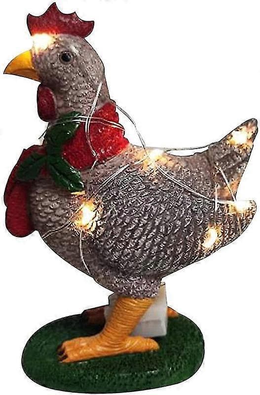 Julelys utendørs til dekorasjon med LED-hagedekorasjoner innendørs Light Resin chicken