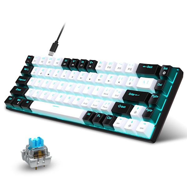 Langallinen mekaaninen pelihiiri, jäänsininen LED-taustavalaistu 68 näppäimen mini langallinen toimistohiiri Windows-kannettavalle tietokoneelle Mac black/white