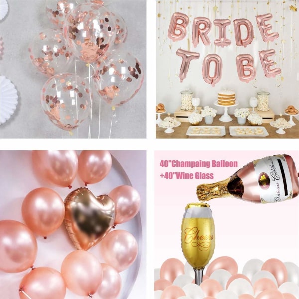 Rose Guld Möhippor dekorationsballonger, 1 st BRIDE TO BE bokstavsballonger, 14 st latexballonger, 5 st folieballonger, 2M hängande krans