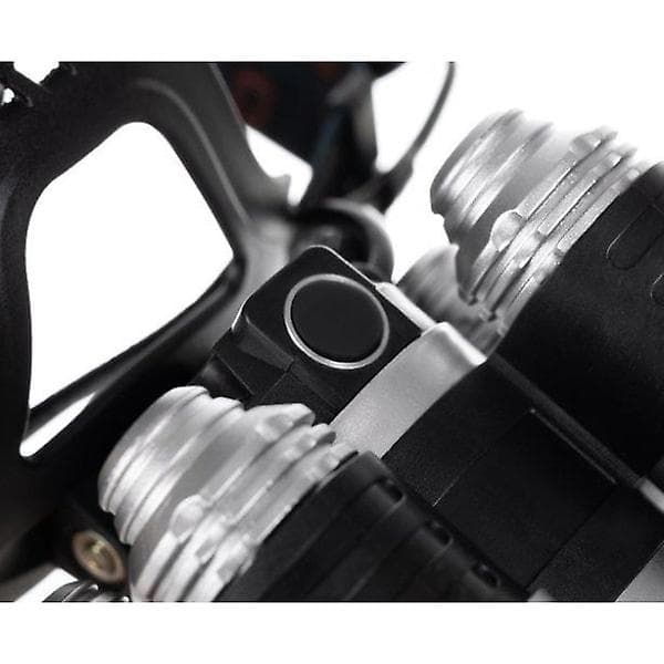 Stærk Pandelampe 5 X Led Cree T6 Inkl. Batterier Og Oplader Sort