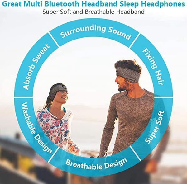 Bluetooth Sports Sleep Hodebånd Hodetelefoner med HD Stereo
