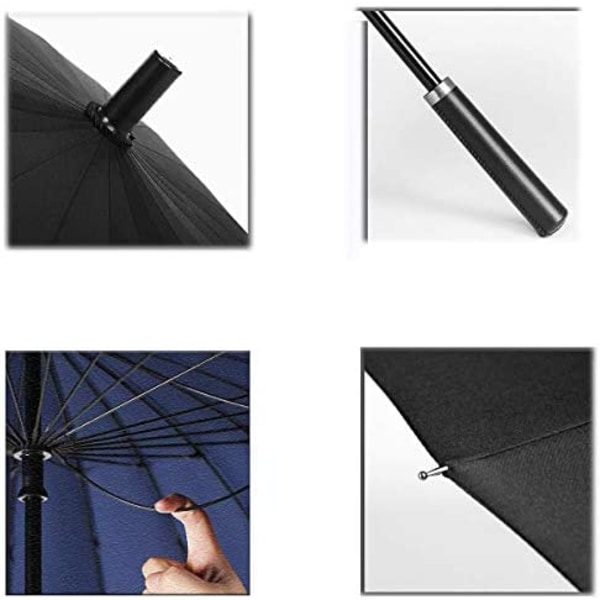 Stick Paraply Dobbelt Canopy 24 Ribber Sol og Regn Dual (blå)