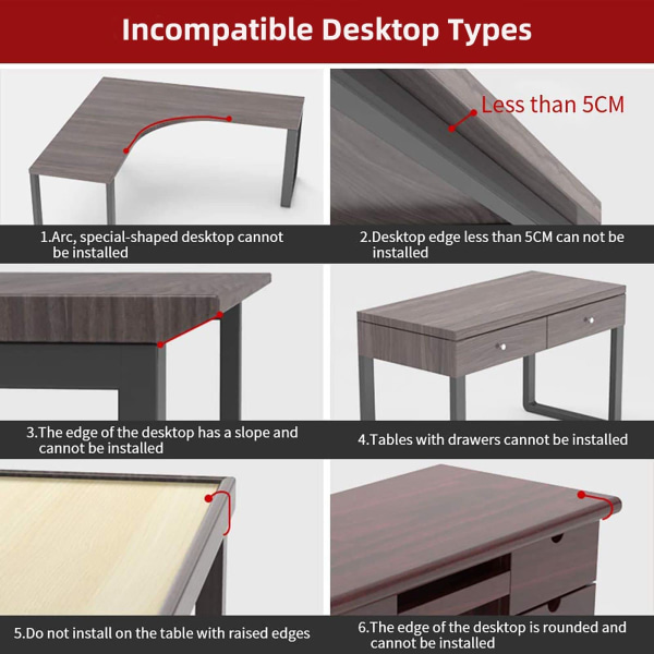 Ergonomisk skrivbordsförlängare, 11,8\"x5,9\" stansfri (lönn)