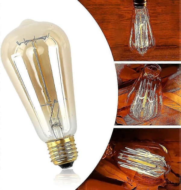 Vintage Edison Pære, E27 Retro Glødepærer, Edison Antikk Pære Varmhvit Lampe