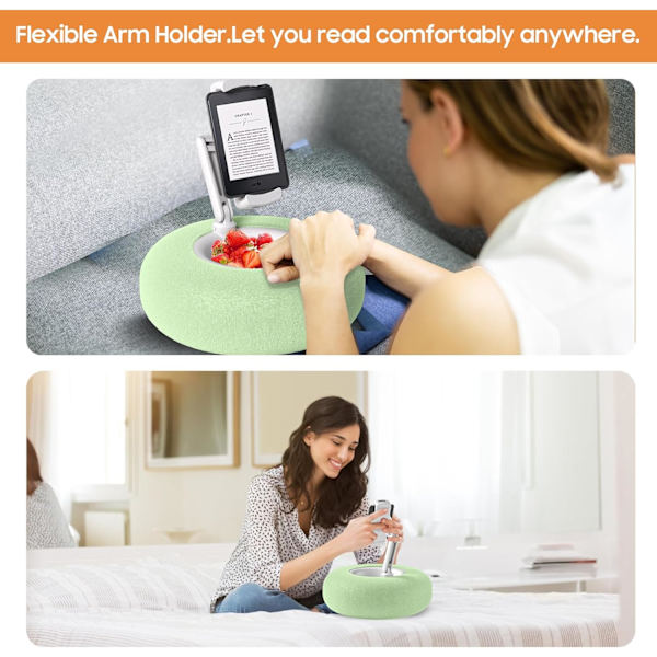 Kudde Stativhållare för Kindle Tablet iPad med Snacks Skål, Sängkudde Stativhållare för Läsning i Sängen för 4.7\"-11\" Kindle, Tablet, iPad, iPhone green