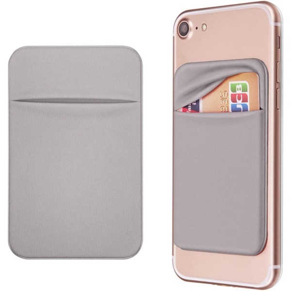 Selvklebende kortholder med lomme til mobiltelefon, 5-pakning (grå)