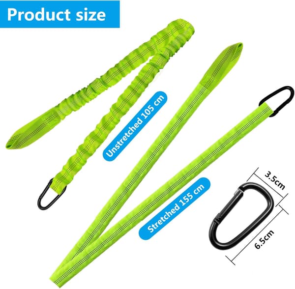 2-pack kajakpaddelkoppel, 1,5 m elastiskt säkerhetskoppel, elastiskt kanotpaddelkoppel med fjäderkrok surfkoppel (orange)