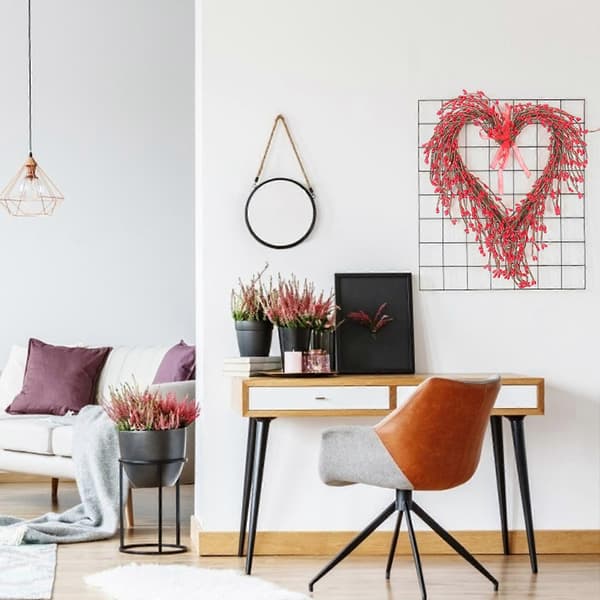 Valentinsdag Hjerteformet Krans til Hoveddør Vægdekoration
