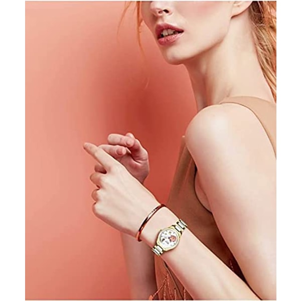 Watch Guld stål och vit keramisk watch 18mm