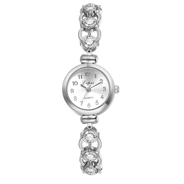 Elegant analog kvartsur för kvinnor, rektangulär klocka med romerska siffror och strass, armband i metall, roséguld/silver