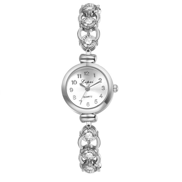Naisten watch Tyylikäs analoginen watch Naisten tekojalokivi, suorakaiteen muotoinen roomalaisin numeroin solmittava watch metallirannekkeella ruusukulta/hopea