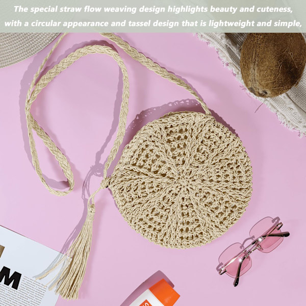 Halm Crossbody Bag, virkade väskor för kvinnor Halm Handväskor Liten Strandväska Halm Tote Bag Halmväskor