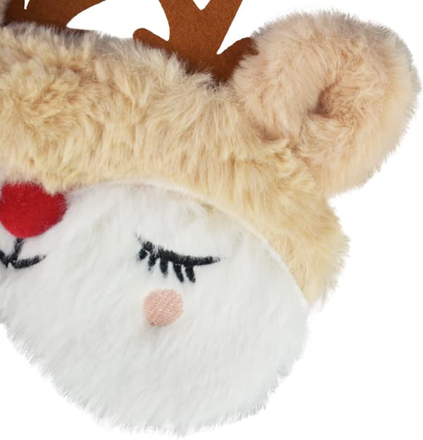 1 stk. Julerensdyr1 Sød Rudolph Øjenmaske til Sovende Blød Fluffy Blindfold Søvnmaske 3D Dyr Åndbar Øje - Brun