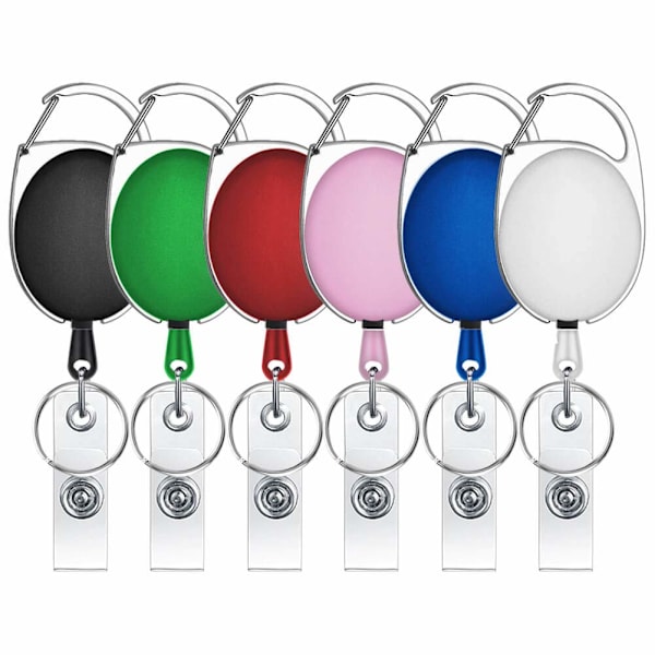 Retractable nyckelring, retractable ID-korthållare, 6-pack