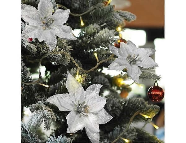 30 stk. julepynt blomster, blomst til julepynt, snefnug pynt, kunstig HC1303