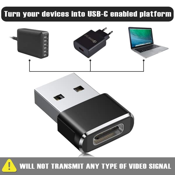 USB till USB C-adapter 3-pack, typ C-hona till USB-hane laddningskabelkonverter
