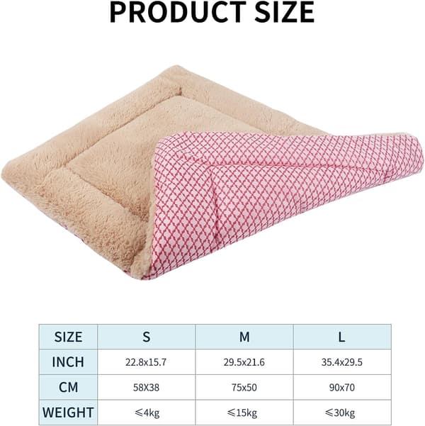 Hundbäddsmatta Kattkudde (M (75 * 50CM), Kort Plysch Rosa)