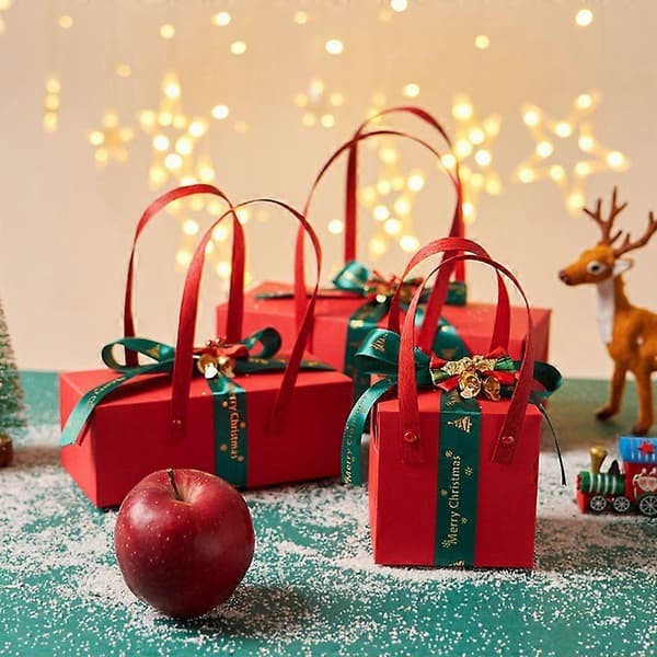 5 st Julklappsförpackning Julafton papperspåse medföljande presentförpackning tom låda Jul äppellåda