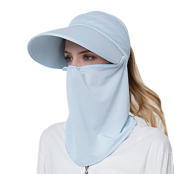 Dam Sommar Solhatt Ansiktsmask Solid Färg(Blå)