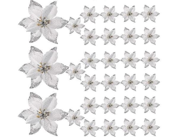 30 stk. julepynt blomster, blomst til julepynt, snefnug pynt, kunstig HC1303