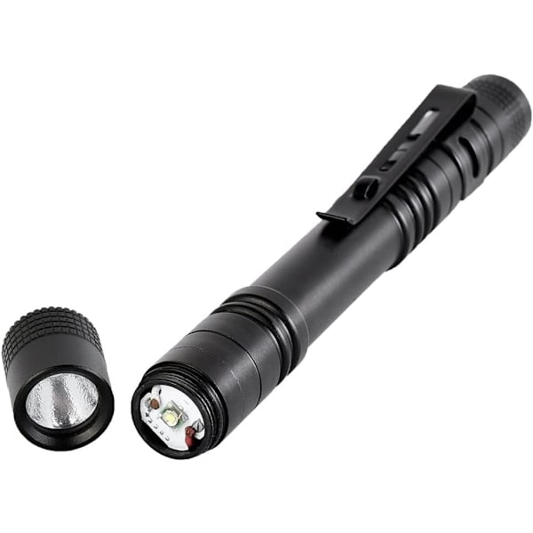 2 stk. LED-pennelys, lommelygter taktisk pennelys med penneklips, aluminium små AAA mini lommelygter, lommelygte til inspektionsarbejde reparation