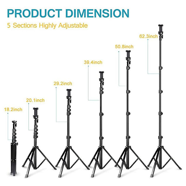 Selfie-tikku Tripod-kamera & Mobiilipuhelimen Tripod-jalusta Bluetooth-kaukosäätimellä ja Universaali