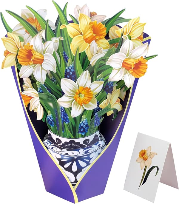 3D Pop Up-kort, 12 tommers evighetsblomstbukett gratulasjonskort