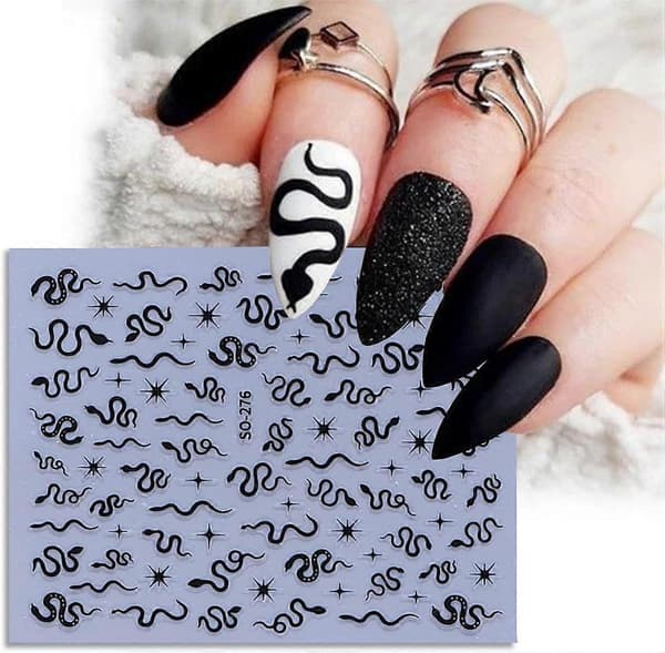 8 st Orm Nageldekaler för Nagelkonst 3D Självhäftande