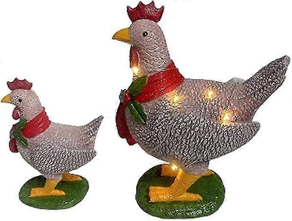 Julbelysning utomhus för dekoration med LED-trädgårdsbelysning inomhus Small Resin chicken