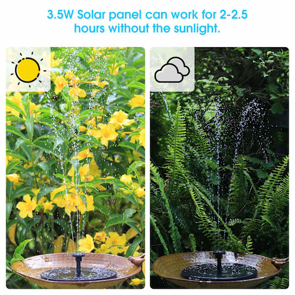 3,5W solcelledrevet springvandspumpe, solcelledrevet vandpumpe flydende springvand