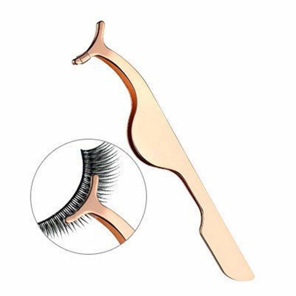 False Eyelashes Stainless Steel Clip Remover Tweezer (Gold)