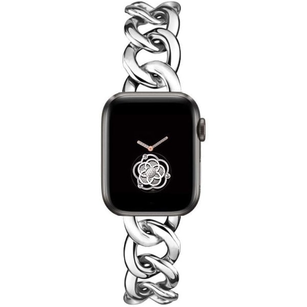 38/40/41/mm 42/44/45mm Dame Guld Klassisk Kæde Smartwatch Remme Kompatibel med Apple Watch Series Band 9/8/7/SE/6/5 Stilfuld Udskiftningsrem SILVER 38/40/41MM